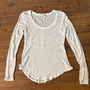 Free People White Long Sleeve Top